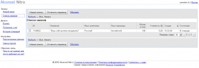 Инферфейс сервиса Alconost Nitro